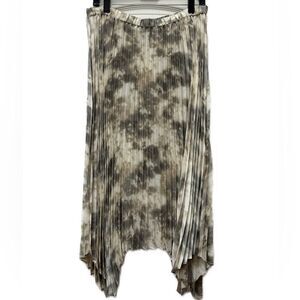 Susan Graver Beige Tie Dye Pleated Handkerchief Skirt Size M